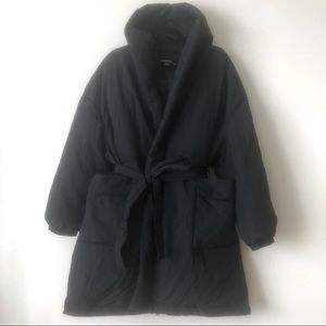 Shawl Collar Belted Mid Length Puffer Coat